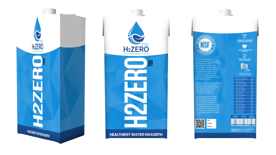 English cardboard water packs transparant