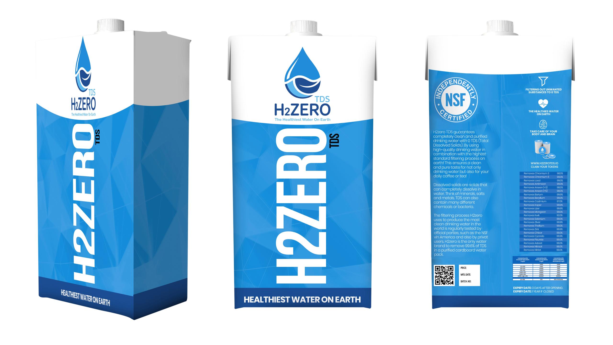 English cardboard water packs transparant